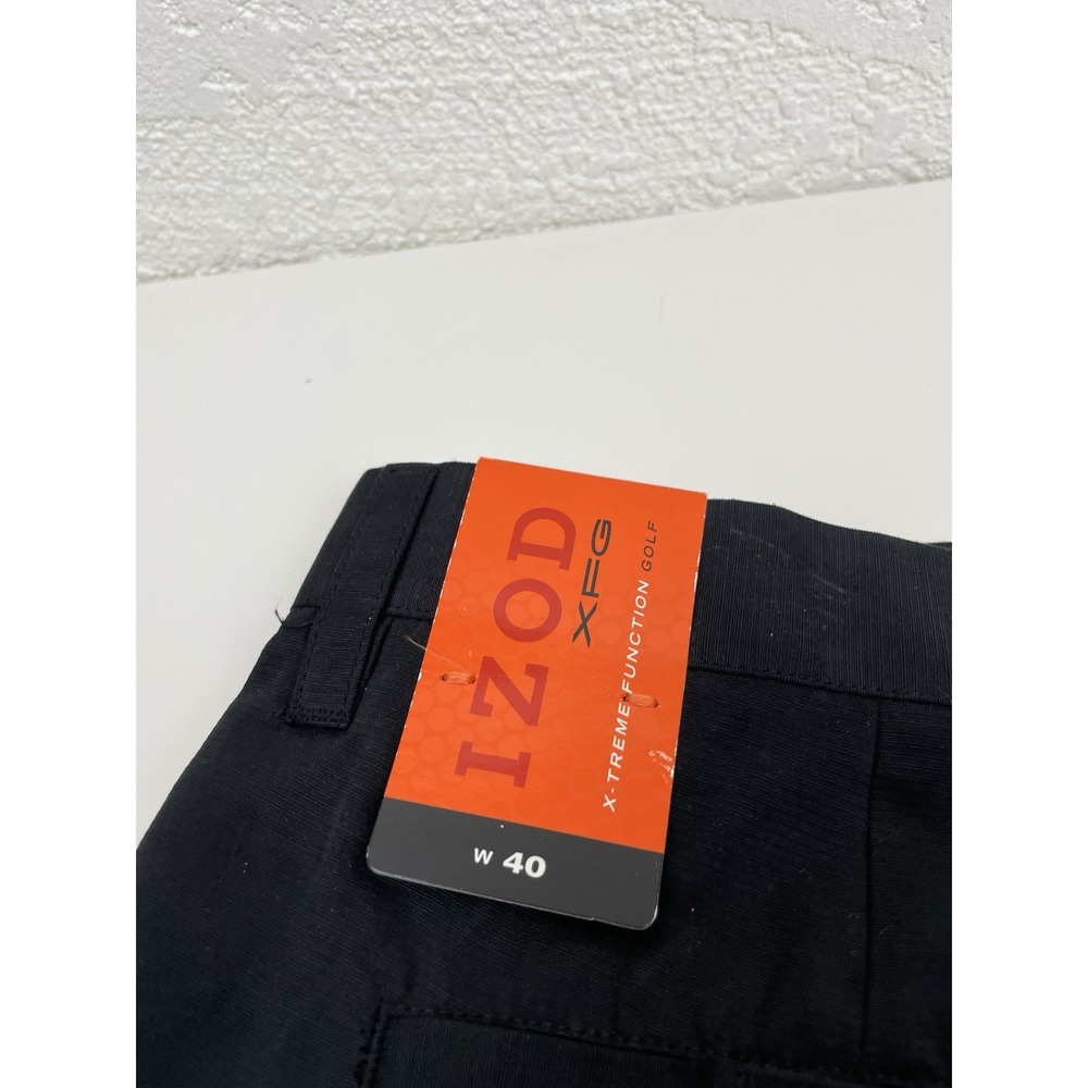 New IZOD XFG Golf Shorts Mens Classic Fit Black Flat Frnt Style5063 Size 40 NWT - Picture 7 of 16